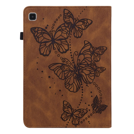 For Samsung Galaxy Tab A7 Lite T220/T225 Embossed Butterfly Pattern Horizontal Flip Leather Tablet Case(Brown)-garmade.com