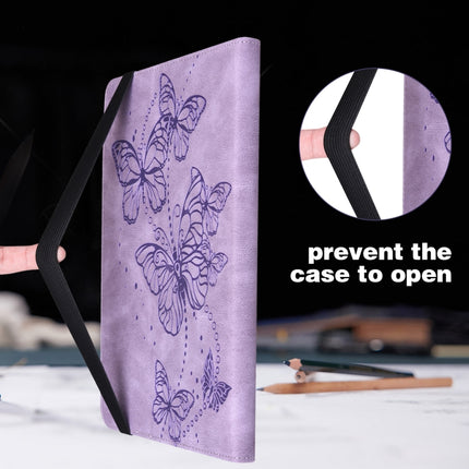 For Samsung Galaxy Tab A 8.0 (2019) T290 Embossed Butterfly Pattern Horizontal Flip Leather Tablet Case(Purple)-garmade.com