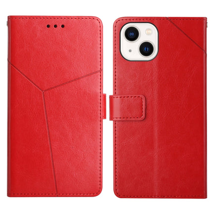 Y Stitching Horizontal Flip Leather Phone Case with Holder & Card Slots & Wallet & Photo Frame For iPhone 13(Red)-garmade.com