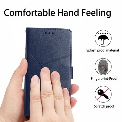 Y Stitching Horizontal Flip Leather Phone Case with Holder & Card Slots & Wallet & Photo Frame For iPhone 13(Blue)-garmade.com