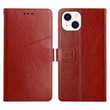 Y Stitching Horizontal Flip Leather Phone Case with Holder & Card Slots & Wallet & Photo Frame For iPhone 13(Brown)-garmade.com