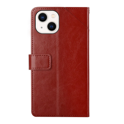 Y Stitching Horizontal Flip Leather Phone Case with Holder & Card Slots & Wallet & Photo Frame For iPhone 13(Brown)-garmade.com