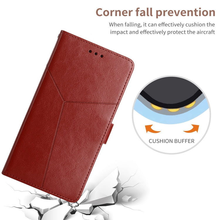 Y Stitching Horizontal Flip Leather Phone Case with Holder & Card Slots & Wallet & Photo Frame For iPhone 13(Brown)-garmade.com