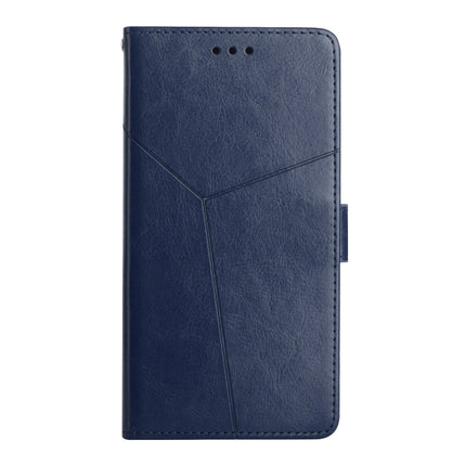 Y Stitching Horizontal Flip Leather Phone Case with Holder & Card Slots & Wallet & Photo Frame For iPhone 13 mini(Blue)-garmade.com