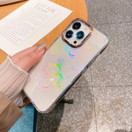 Colorful Laser Electroplating Shockproof Phone Case For iPhone 13(Flower)-garmade.com