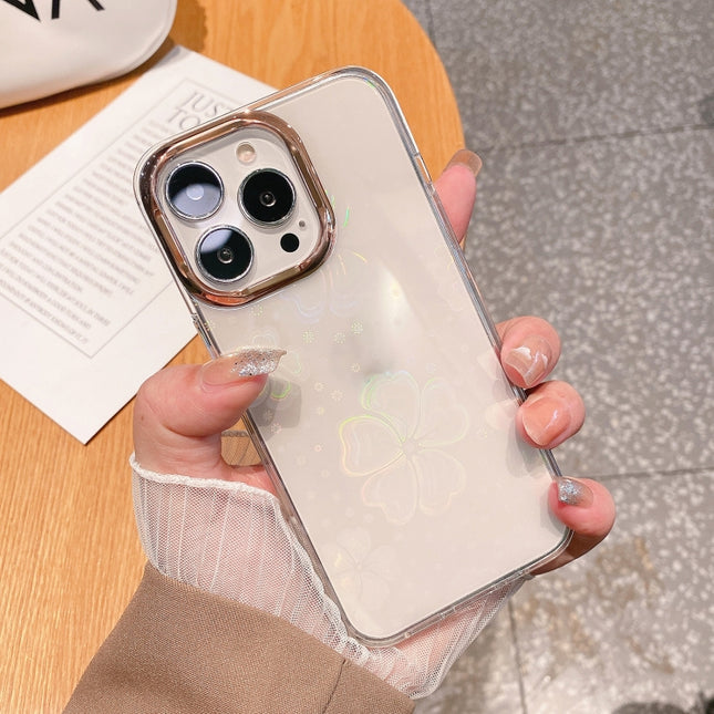 Colorful Laser Electroplating Shockproof Phone Case For iPhone 13 Pro(Flower)-garmade.com