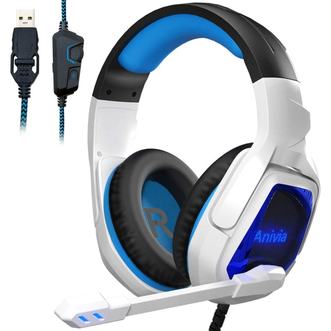 SADES MH901 7.1 Channel USB Adjustable Gaming Headset with Microphone(Blue White)-garmade.com