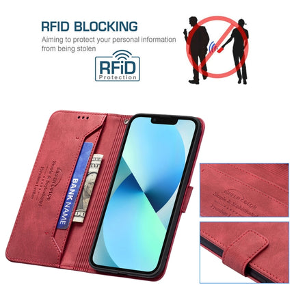 Magnetic Clasp RFID Blocking Anti-Theft Leather Case with Holder & Card Slots & Wallet For iPhone 13 mini(Red)-garmade.com