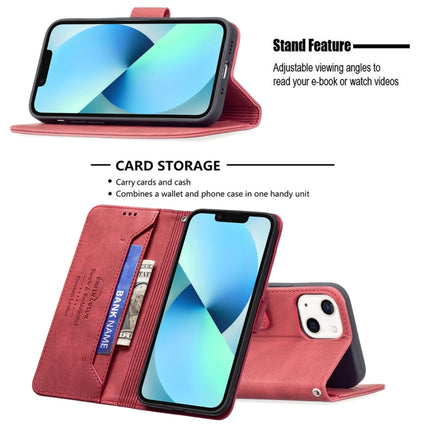 Magnetic Clasp RFID Blocking Anti-Theft Leather Case with Holder & Card Slots & Wallet For iPhone 13 mini(Red)-garmade.com