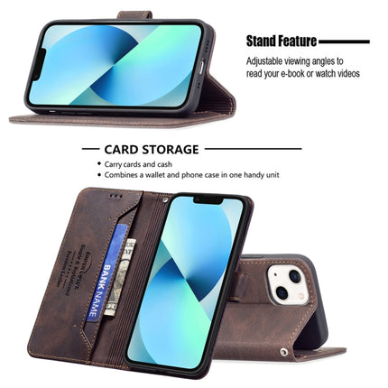 Magnetic Clasp RFID Blocking Anti-Theft Leather Case with Holder & Card Slots & Wallet For iPhone 13 mini(Brown)-garmade.com