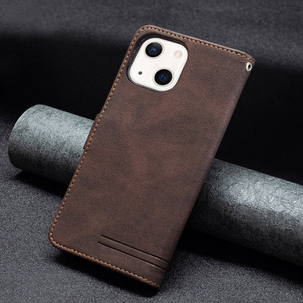 Magnetic Clasp RFID Blocking Anti-Theft Leather Case with Holder & Card Slots & Wallet For iPhone 13 mini(Brown)-garmade.com