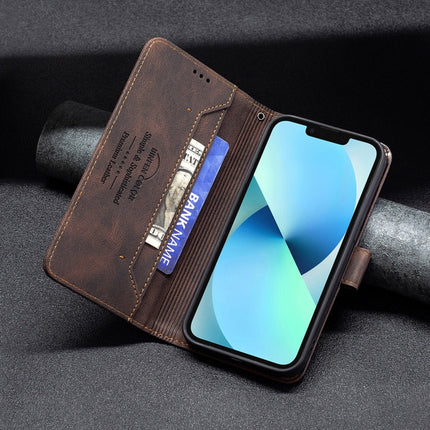 Magnetic Clasp RFID Blocking Anti-Theft Leather Case with Holder & Card Slots & Wallet For iPhone 13 mini(Brown)-garmade.com