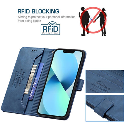 Magnetic Clasp RFID Blocking Anti-Theft Leather Case with Holder & Card Slots & Wallet For iPhone 13 mini(Blue)-garmade.com