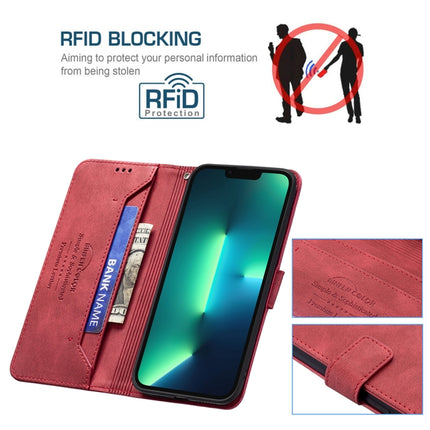 Magnetic Clasp RFID Blocking Anti-Theft Leather Case with Holder & Card Slots & Wallet For iPhone 13 Pro(Red)-garmade.com