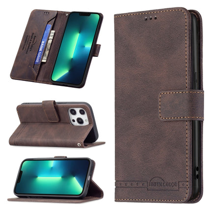 Magnetic Clasp RFID Blocking Anti-Theft Leather Case with Holder & Card Slots & Wallet For iPhone 13 Pro(Brown)-garmade.com