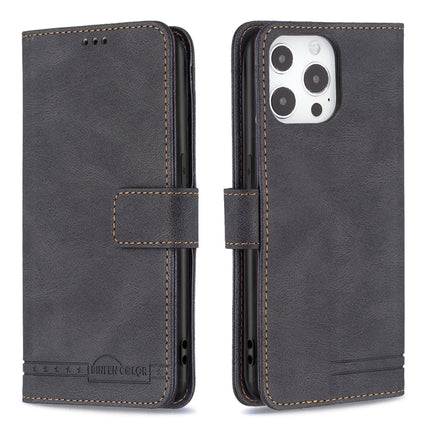 Magnetic Clasp RFID Blocking Anti-Theft Leather Case with Holder & Card Slots & Wallet For iPhone 13 Pro(Black)-garmade.com