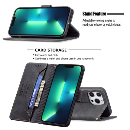 Magnetic Clasp RFID Blocking Anti-Theft Leather Case with Holder & Card Slots & Wallet For iPhone 13 Pro(Black)-garmade.com