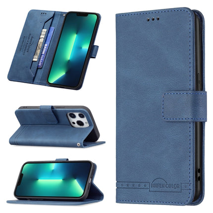 Magnetic Clasp RFID Blocking Anti-Theft Leather Case with Holder & Card Slots & Wallet For iPhone 13 Pro(Blue)-garmade.com