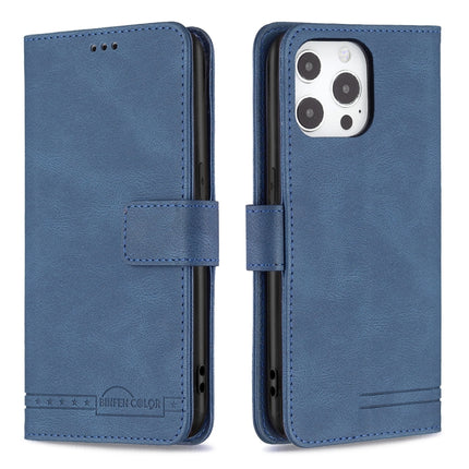 Magnetic Clasp RFID Blocking Anti-Theft Leather Case with Holder & Card Slots & Wallet For iPhone 13 Pro(Blue)-garmade.com
