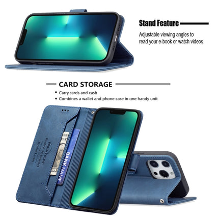 Magnetic Clasp RFID Blocking Anti-Theft Leather Case with Holder & Card Slots & Wallet For iPhone 13 Pro(Blue)-garmade.com