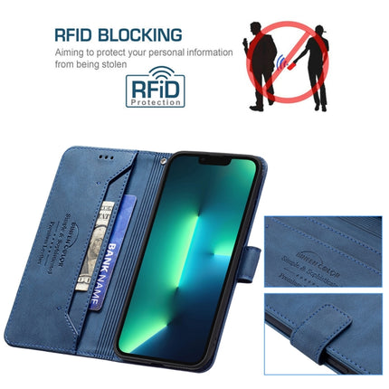 Magnetic Clasp RFID Blocking Anti-Theft Leather Case with Holder & Card Slots & Wallet For iPhone 13 Pro(Blue)-garmade.com