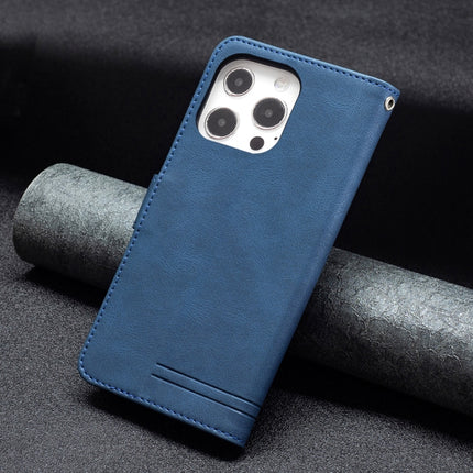 Magnetic Clasp RFID Blocking Anti-Theft Leather Case with Holder & Card Slots & Wallet For iPhone 13 Pro(Blue)-garmade.com
