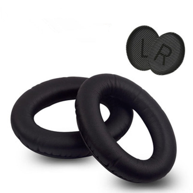 For BOSE QC35 Imitation Leather Soft Headphone Earmuff Jacket with LR Cotton, One Pair(Black)-garmade.com