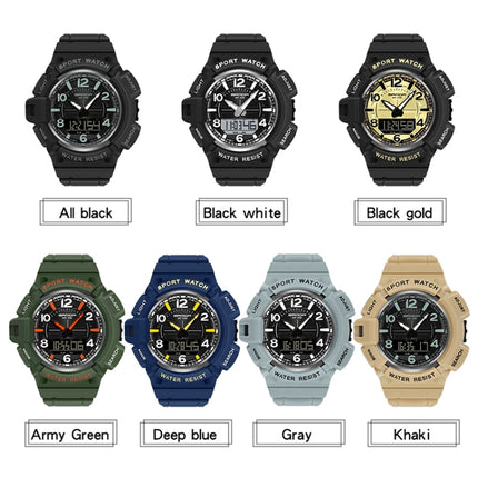 SANDA 3101 Dual Time Dispay Dial Luminous Timer Alarm Clock Electronic Watch for Men(Army Green)-garmade.com