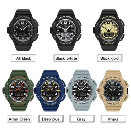 SANDA 3101 Dual Time Dispay Dial Luminous Timer Alarm Clock Electronic Watch for Men(All Black)-garmade.com