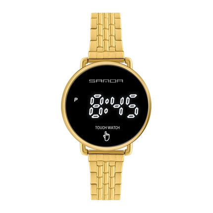 SANDA 8011 Touch Screen LED Digital Display Round Dial Electronic Watch for Men(Gold)-garmade.com