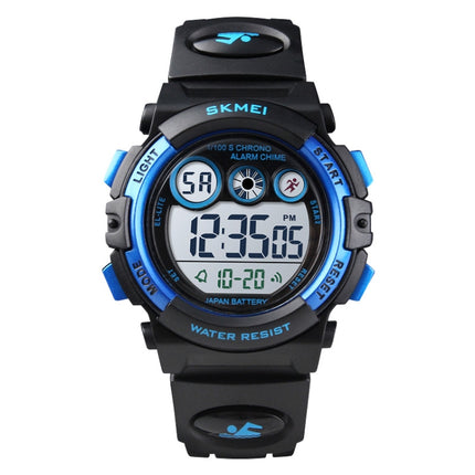 SKMEI 1451 LED Digital Stopwatch Chronograph Luminous Children Sports Electronic Watch(Black Shell Blue Circle)-garmade.com