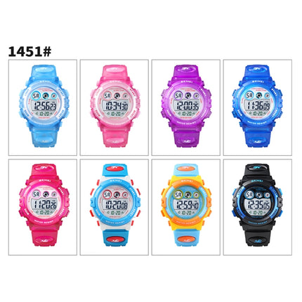 SKMEI 1451 LED Digital Stopwatch Chronograph Luminous Children Sports Electronic Watch(Black Shell Blue Circle)-garmade.com