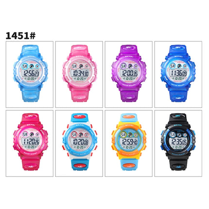 SKMEI 1451 LED Digital Stopwatch Chronograph Luminous Children Sports Electronic Watch(Transparent Purple)-garmade.com