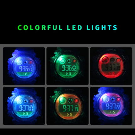 SKMEI 1451 LED Digital Stopwatch Chronograph Luminous Children Sports Electronic Watch(Black Shell Blue Circle)-garmade.com