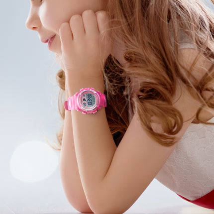 SKMEI 1451 LED Digital Stopwatch Chronograph Luminous Children Sports Electronic Watch(White Shell Blue Circle)-garmade.com