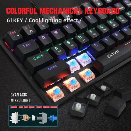 HXSJ V900 61 Keys Cool Lighting Effect Mechanical Wired Keyboard(Black)-garmade.com