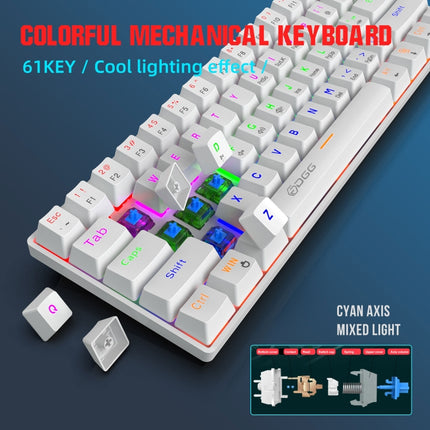 HXSJ V900 61 Keys Cool Lighting Effect Mechanical Wired Keyboard(White)-garmade.com