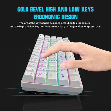 HXSJ V900 61 Keys Cool Lighting Effect Mechanical Wired Keyboard(White)-garmade.com