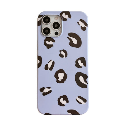 Leopard Print TPU Straight Edge Phone Case with Lanyard For iPhone 13 Pro(Blue Purple)-garmade.com