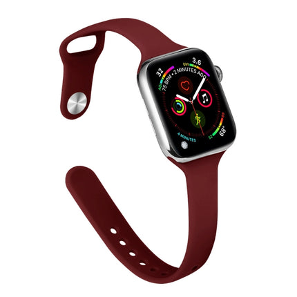 Slimming Silicone Watch Band For Apple Watch Ultra 49mm&Watch Ultra 2 49mm / Series 9&8&7 45mm / SE 3&SE 2&6&SE&5&4 44mm / 3&2&1 42mm(Wine Red)-garmade.com