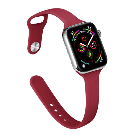Slimming Silicone Watch Band For Apple Watch Ultra 49mm&Watch Ultra 2 49mm / Series 9&8&7 45mm / SE 3&SE 2&6&SE&5&4 44mm / 3&2&1 42mm(Rose Red)-garmade.com