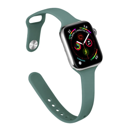 Slimming Silicone Watch Band For Apple Watch Ultra 49mm&Watch Ultra 2 49mm / Series 9&8&7 45mm / SE 3&SE 2&6&SE&5&4 44mm / 3&2&1 42mm(Pine Needle Green)-garmade.com