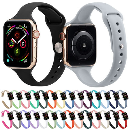 Slimming Silicone Watch Band For Apple Watch Series 9&8&7 41mm / SE 3&SE 2&6&SE&5&4 40mm / 3&2&1 38mm(Starlight)-garmade.com