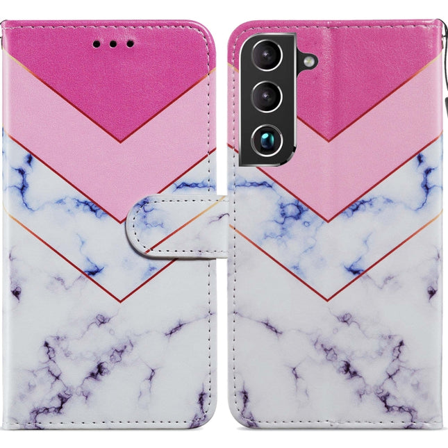For Samsung Galaxy S22+ 5G Painted Pattern Horizontal Flip Phone Leather Case with Holder & Card Slots & Photo Frame(Smoke Marble)-garmade.com