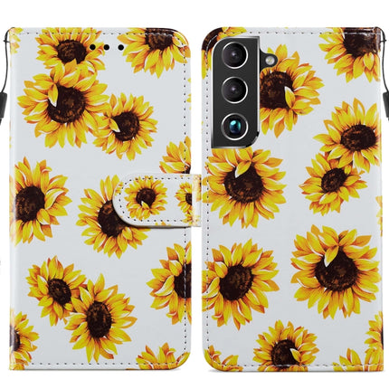 For Samsung Galaxy S22+ 5G Painted Pattern Horizontal Flip Phone Leather Case with Holder & Card Slots & Photo Frame(Sunflower)-garmade.com