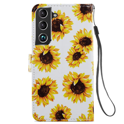 For Samsung Galaxy S22+ 5G Painted Pattern Horizontal Flip Phone Leather Case with Holder & Card Slots & Photo Frame(Sunflower)-garmade.com