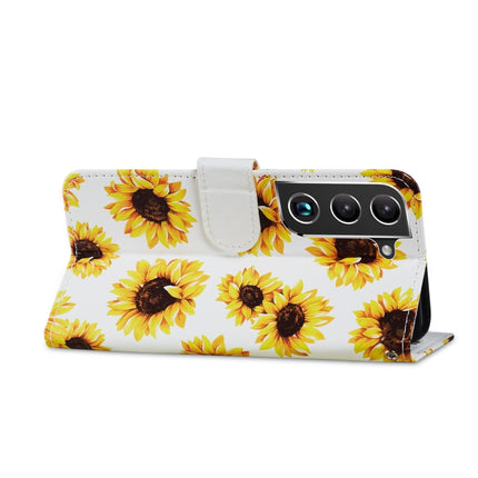 For Samsung Galaxy S22+ 5G Painted Pattern Horizontal Flip Phone Leather Case with Holder & Card Slots & Photo Frame(Sunflower)-garmade.com