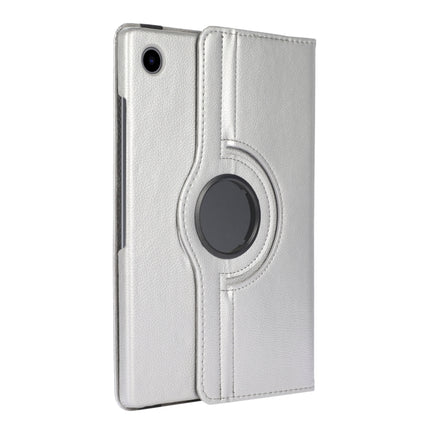 For Samsung Galaxy Tab A8 360 Degree Rotation Litchi Texture Tablet Leather Case with Holder(Silver)-garmade.com