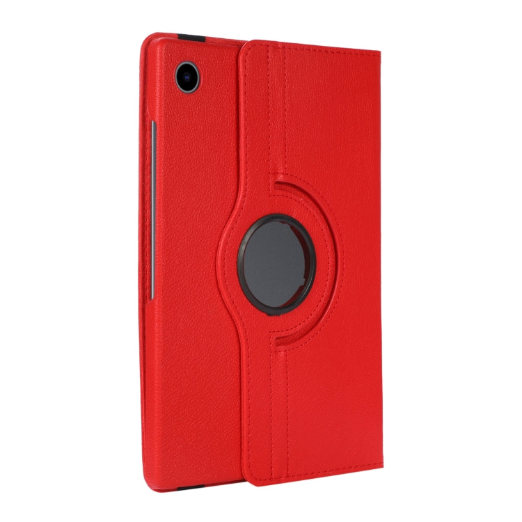For Samsung Galaxy Tab A8 360 Degree Rotation Litchi Texture Tablet Leather Case with Holder(Red)-garmade.com
