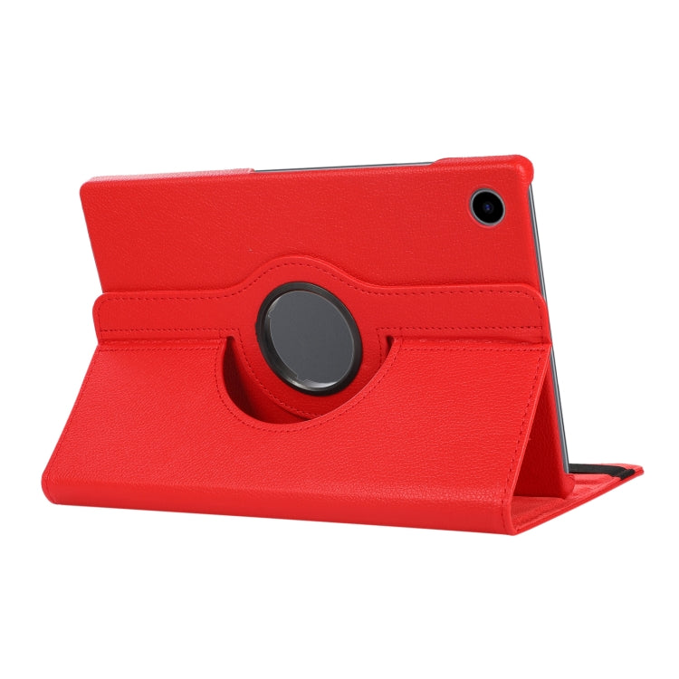 For Samsung Galaxy Tab A8 360 Degree Rotation Litchi Texture Tablet Leather Case with Holder(Red)-garmade.com